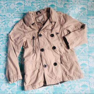 Zara Boy Khaki Pea Coat with Removable Hood
